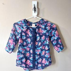 Faded Glory girls small or 6-6x flowy floral blouse shirt